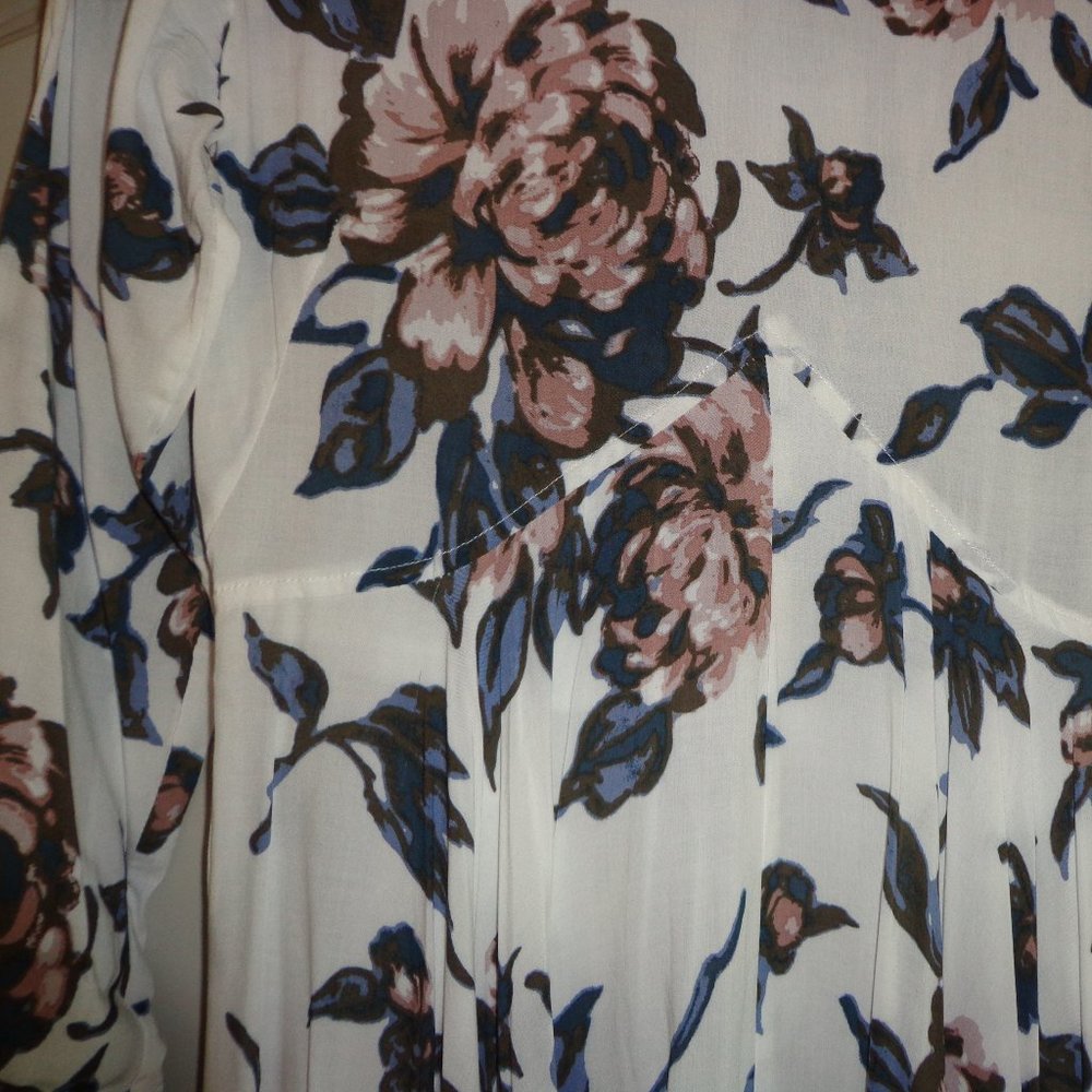 FIRM Free People First Kiss Asymmetrical Maxi Dress S/P 3/4 Sleeve Floral Lined - Picture 8 of 16